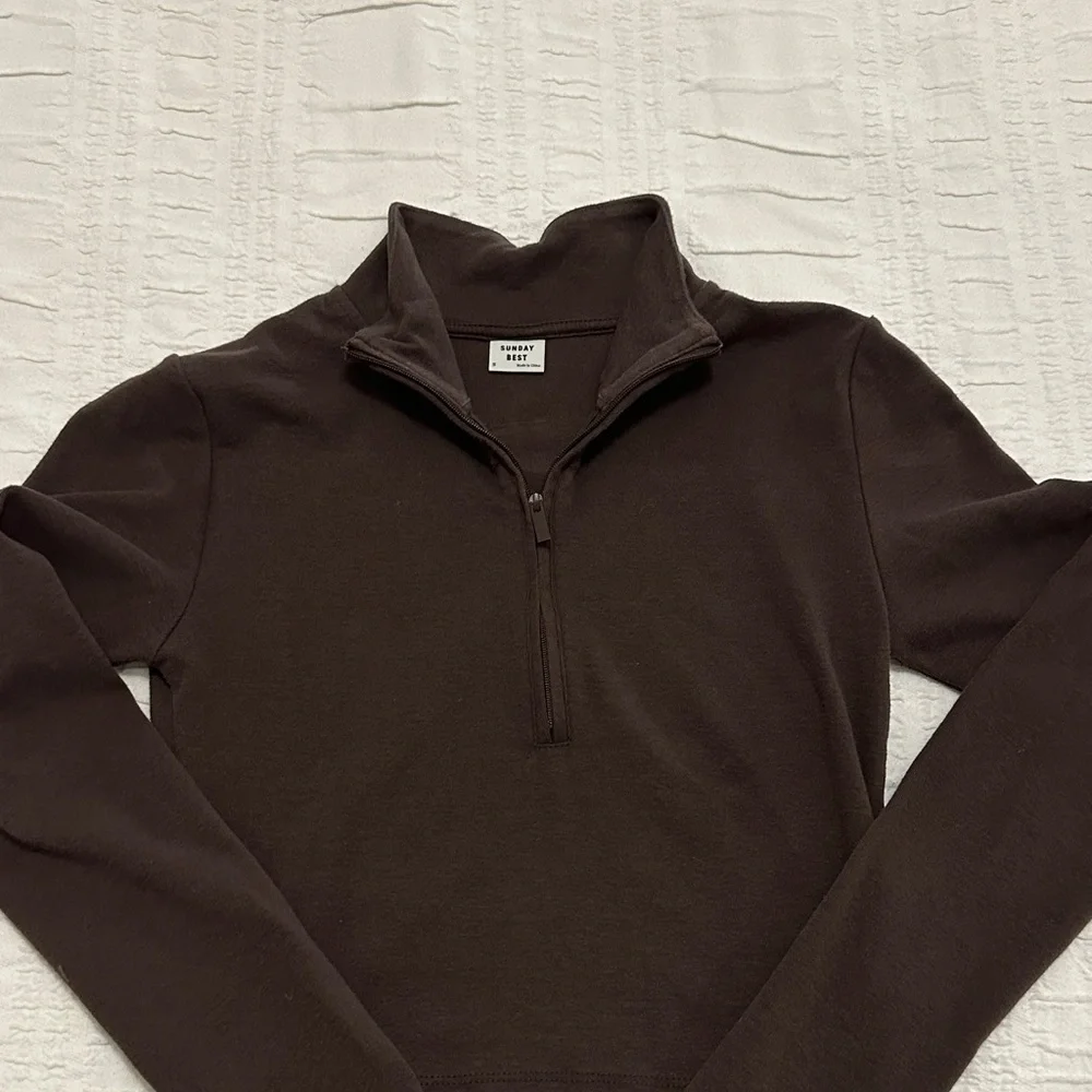Sunday Best Dark Brown Quarter Zip - Picture 3 of 6